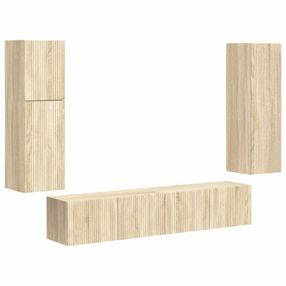 TV Cabinet Set Wall-mounted 4 pcs Sonoma Oak Engineered Wood