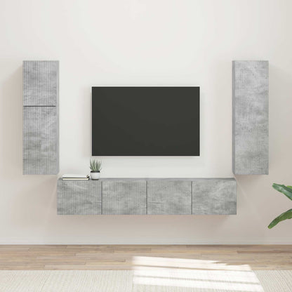 TV Cabinet Set Wall-mounted 4 pcs Concrete Grey Engineered Wood