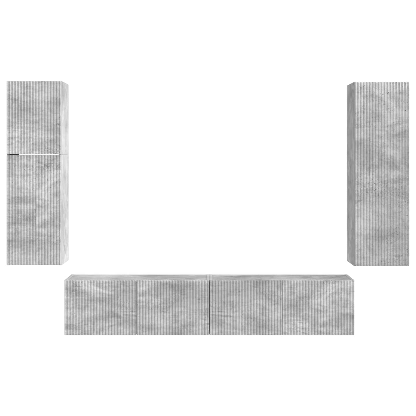 TV Cabinet Set Wall-mounted 4 pcs Concrete Grey Engineered Wood
