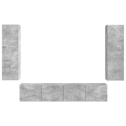 TV Cabinet Set Wall-mounted 4 pcs Concrete Grey Engineered Wood