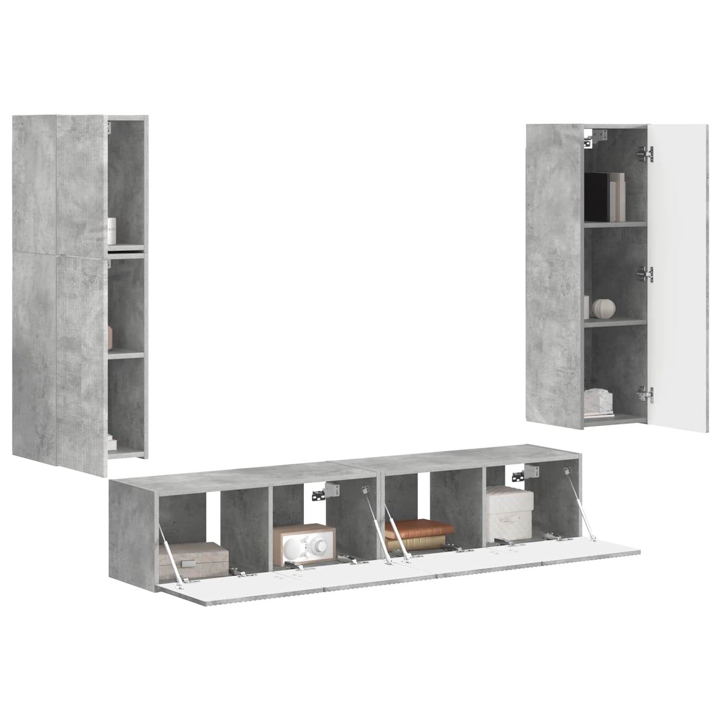 TV Cabinet Set Wall-mounted 4 pcs Concrete Grey Engineered Wood