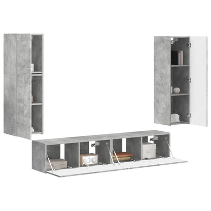 TV Cabinet Set Wall-mounted 4 pcs Concrete Grey Engineered Wood