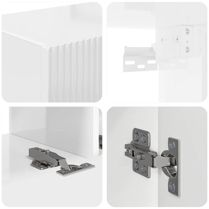 TV Cabinet Set 4 pcs High Gloss White Engineered Wood