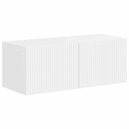 TV Cabinet Set 4 pcs High Gloss White Engineered Wood