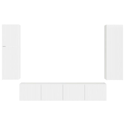 TV Cabinet Set 4 pcs High Gloss White Engineered Wood