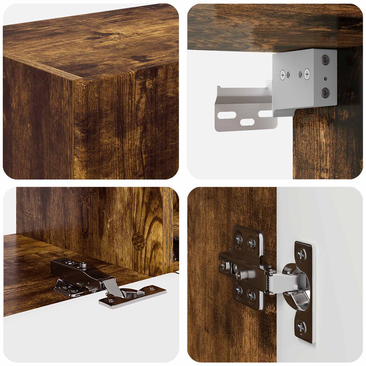 TV Cabinet Set Wall-mounted 4 pcs Smoked Oak Engineered Wood