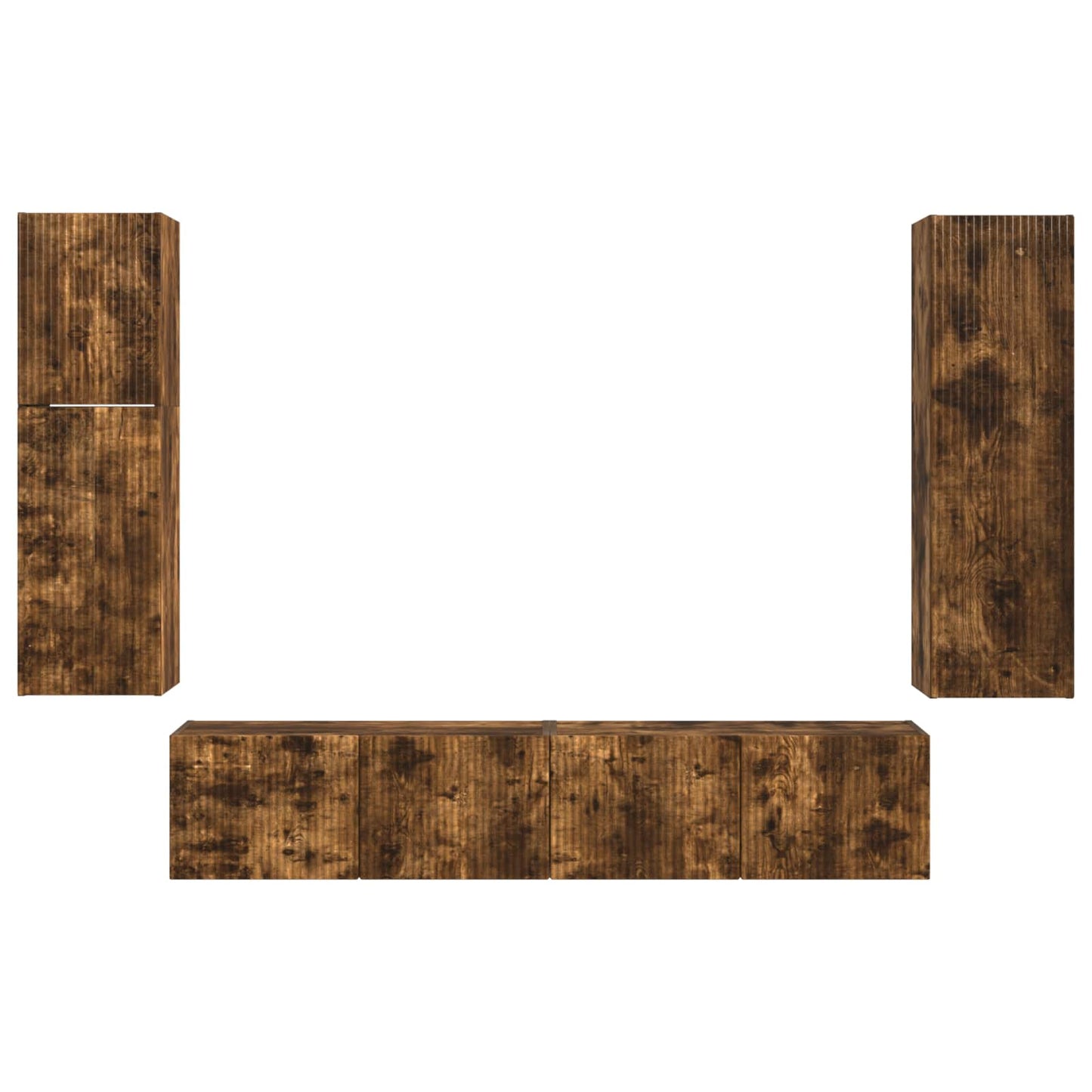TV Cabinet Set Wall-mounted 4 pcs Smoked Oak Engineered Wood