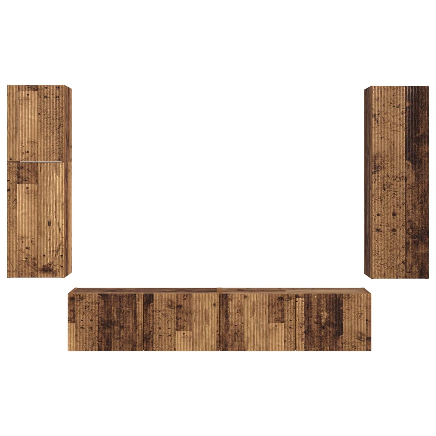 TV Cabinet Set Wall-mounted 4 pcs Old Wood Engineered Wood