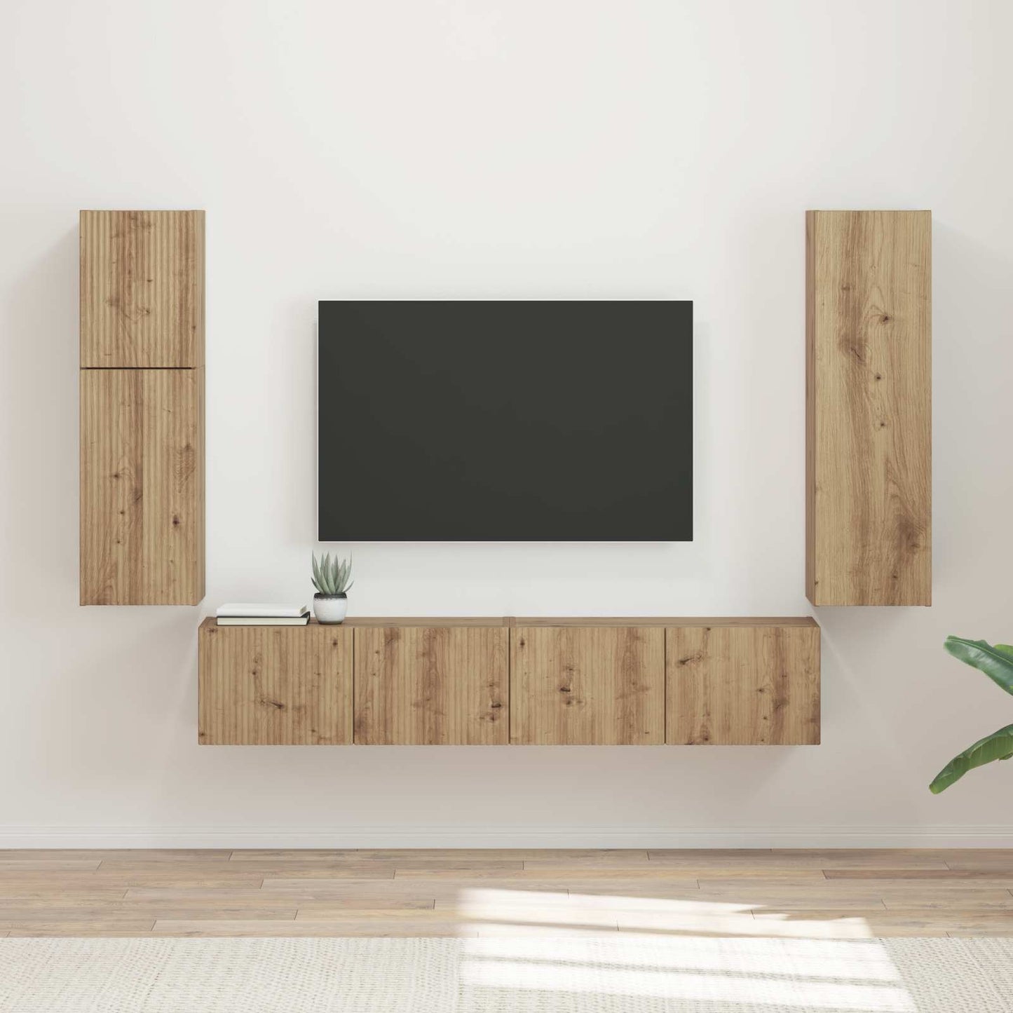 TV Cabinet Set Wall-mounted 4 pcs Artisan Oak Engineered Wood