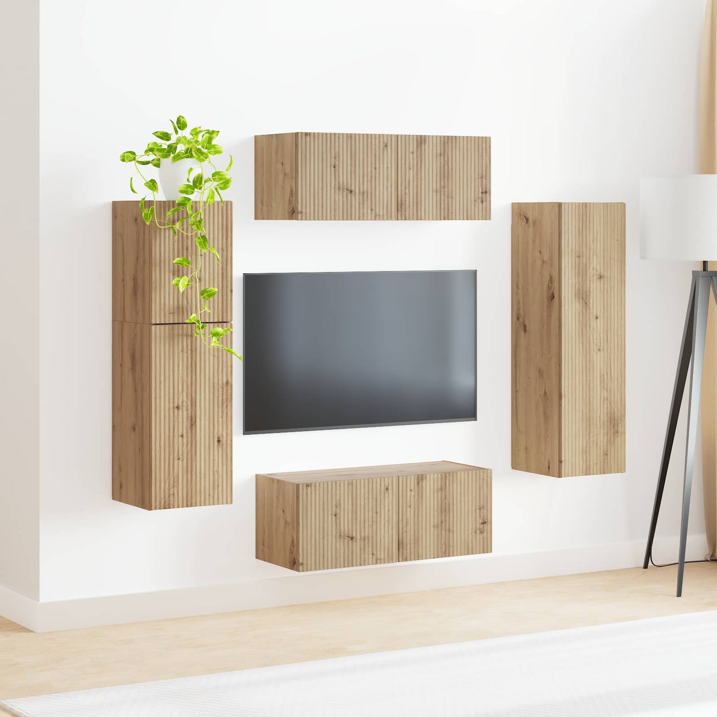 TV Cabinet Set Wall-mounted 4 pcs Artisan Oak Engineered Wood