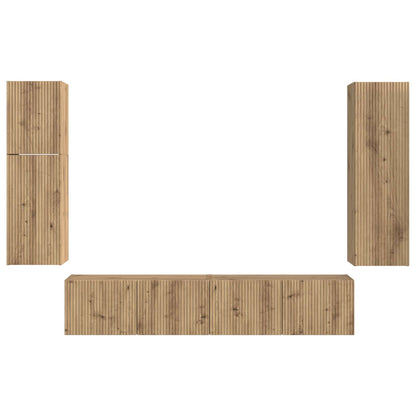 TV Cabinet Set Wall-mounted 4 pcs Artisan Oak Engineered Wood