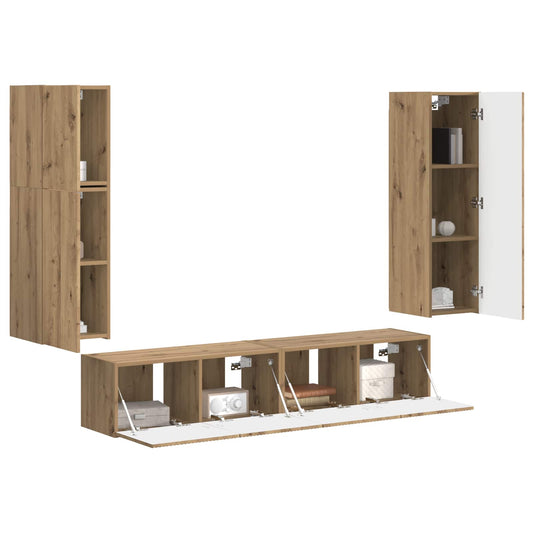 TV Cabinet Set Wall-mounted 4 pcs Artisan Oak Engineered Wood