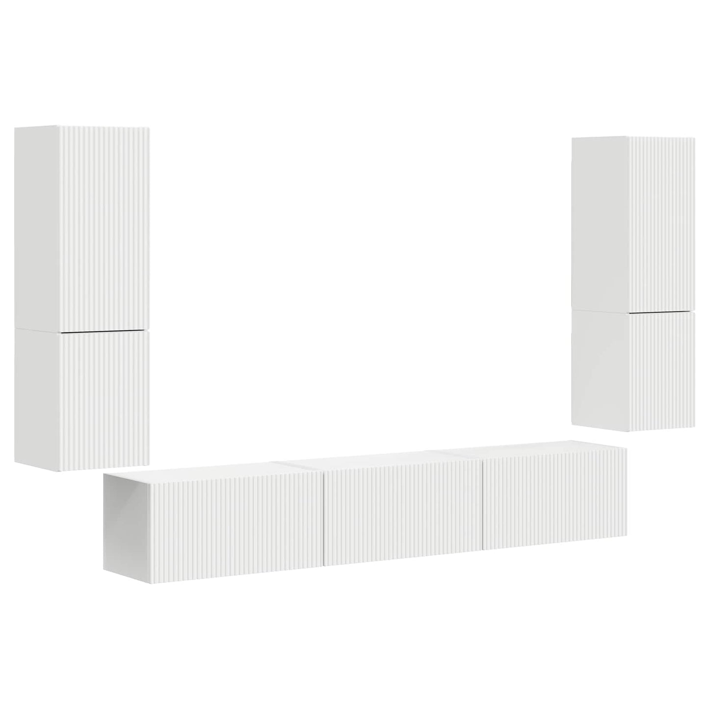 TV Cabinet Set Wall-mounted 4 pcs White Engineered Wood