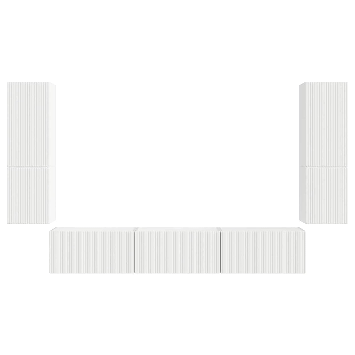 TV Cabinet Set Wall-mounted 4 pcs White Engineered Wood
