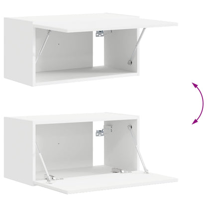 TV Cabinet Set Wall-mounted 4 pcs White Engineered Wood
