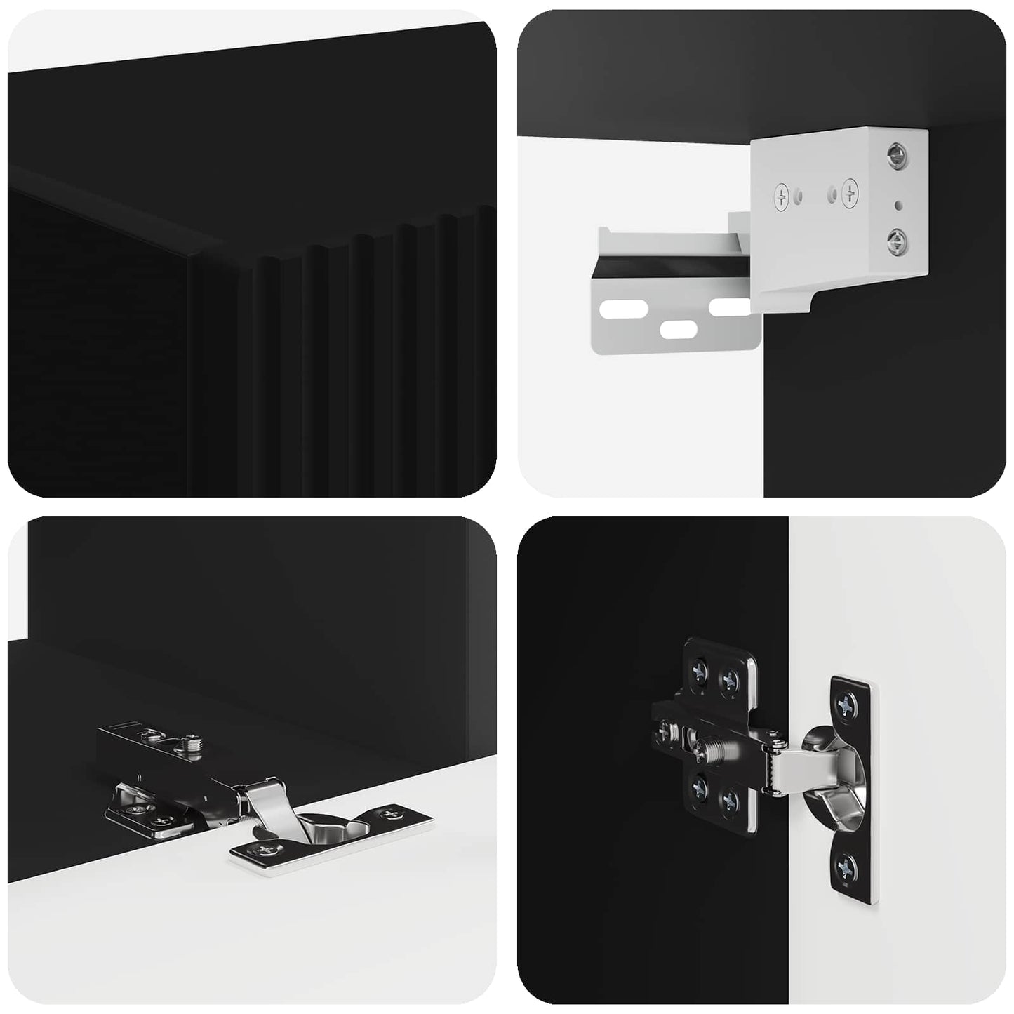 TV Cabinet Set Wall-mounted 4 pcs Black Engineered Wood