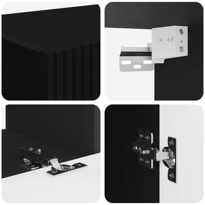TV Cabinet Set Wall-mounted 4 pcs Black Engineered Wood