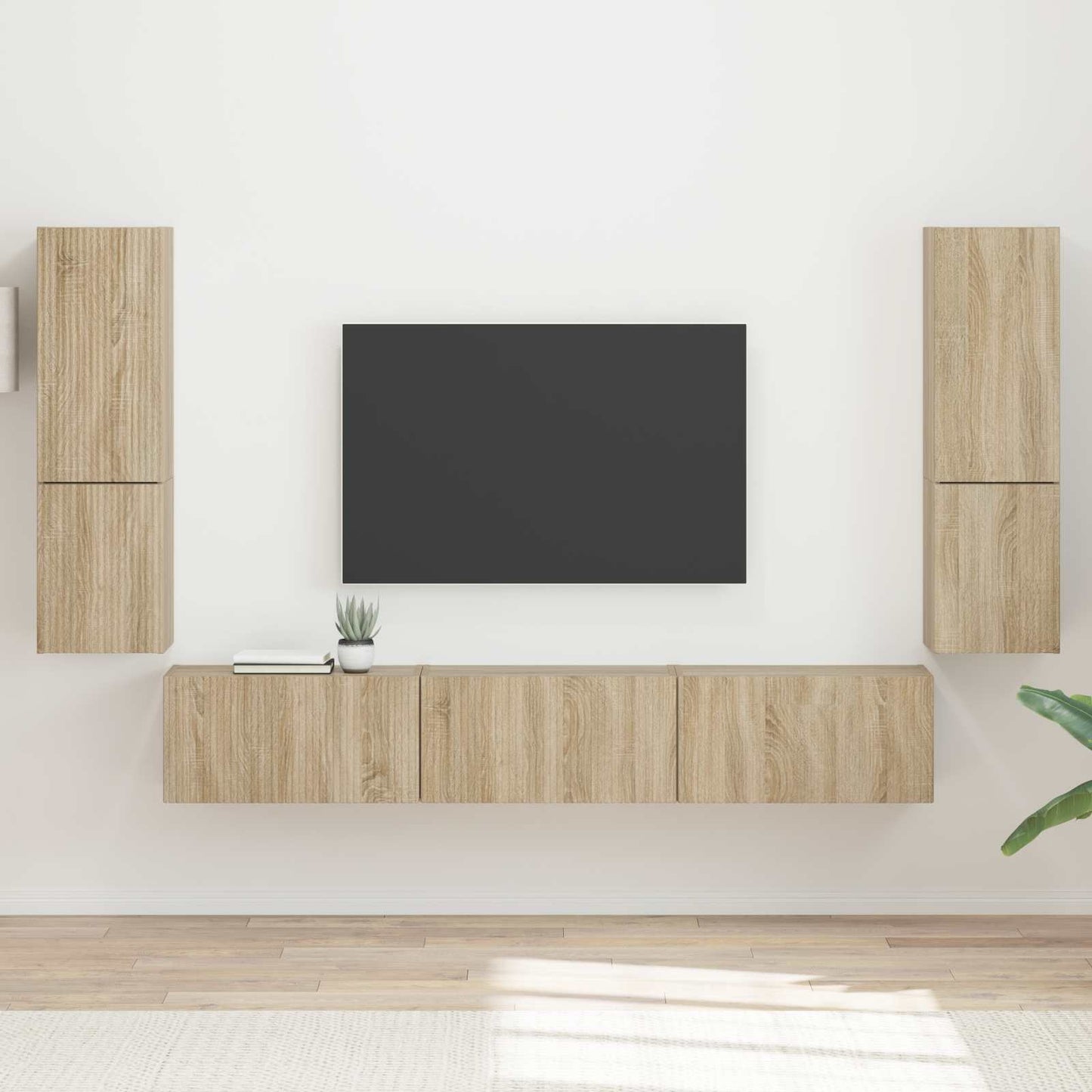 TV Cabinet Set Wall-mounted 4 pcs Sonoma Oak Engineered Wood