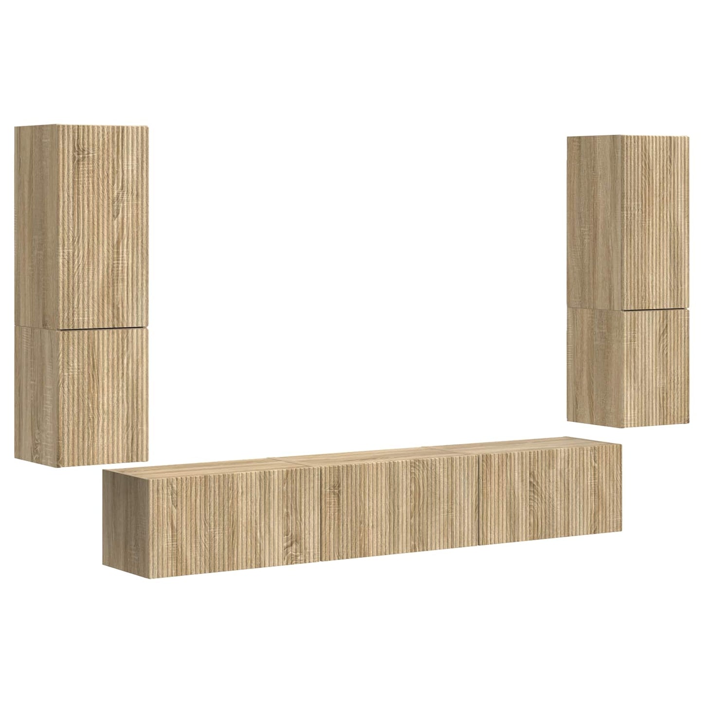 TV Cabinet Set Wall-mounted 4 pcs Sonoma Oak Engineered Wood