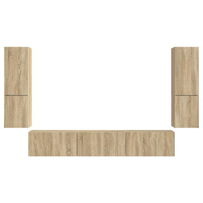 TV Cabinet Set Wall-mounted 4 pcs Sonoma Oak Engineered Wood