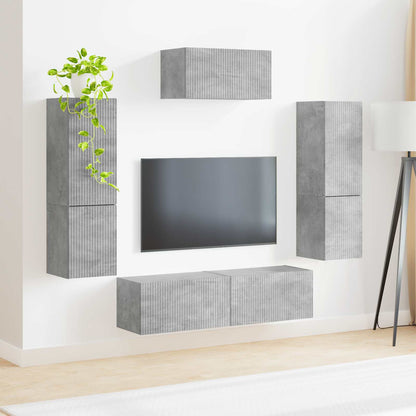 TV Cabinet Set Wall-mounted 4 pcs Concrete Grey Engineered Wood