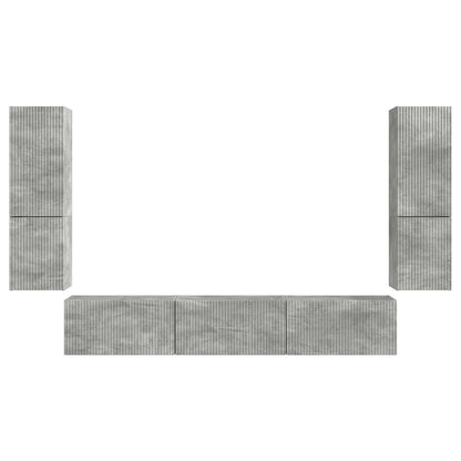 TV Cabinet Set Wall-mounted 4 pcs Concrete Grey Engineered Wood