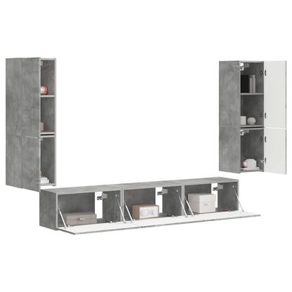 TV Cabinet Set Wall-mounted 4 pcs Concrete Grey Engineered Wood