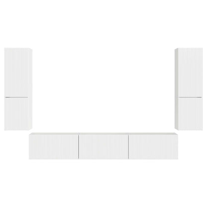 TV Cabinet Set 4 pcs High Gloss White Engineered Wood