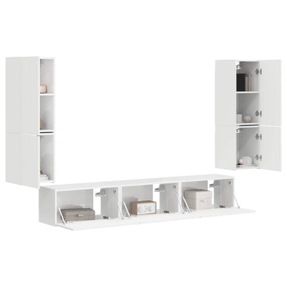 TV Cabinet Set 4 pcs High Gloss White Engineered Wood