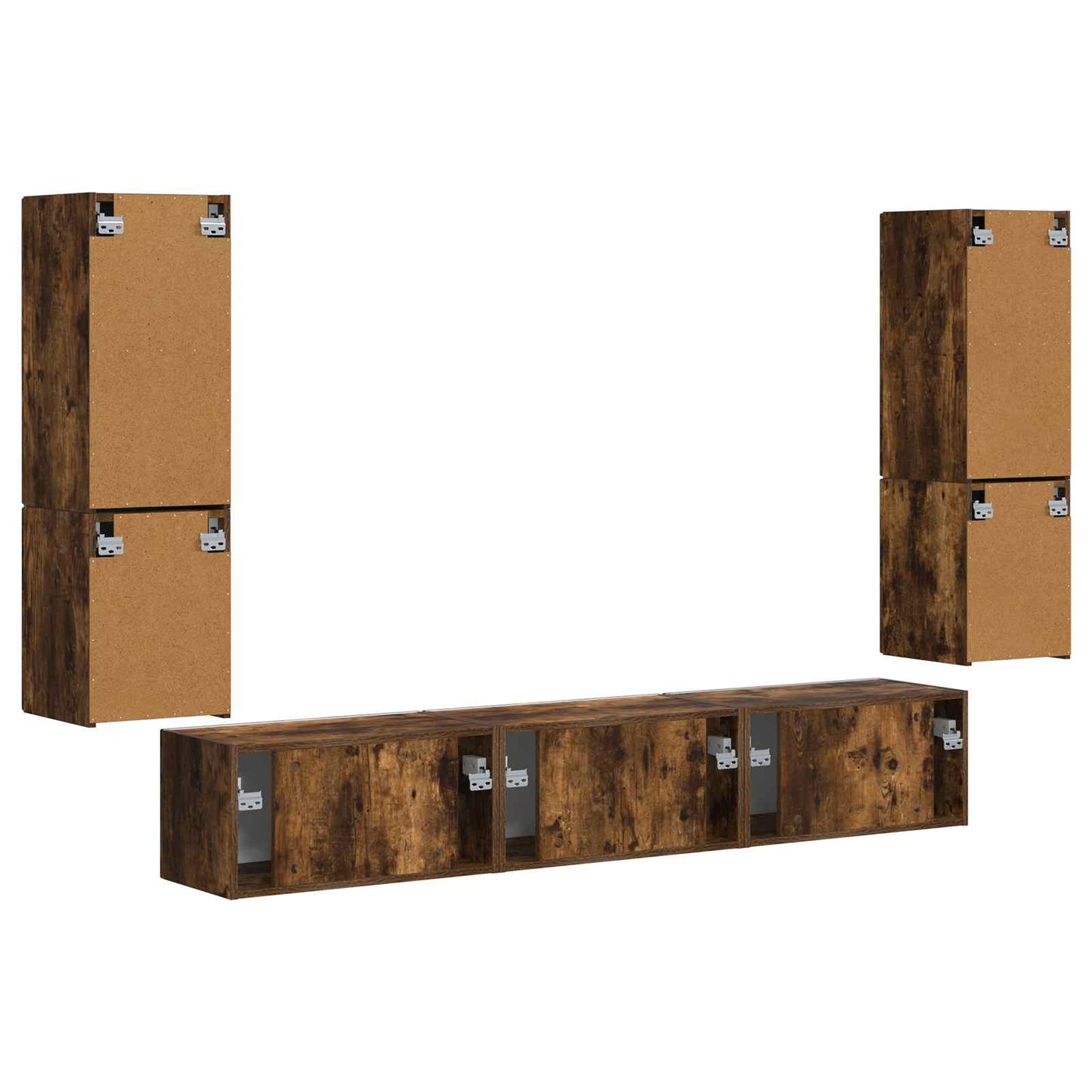 TV Cabinet Set Wall-mounted 4 pcs Smoked Oak Engineered Wood