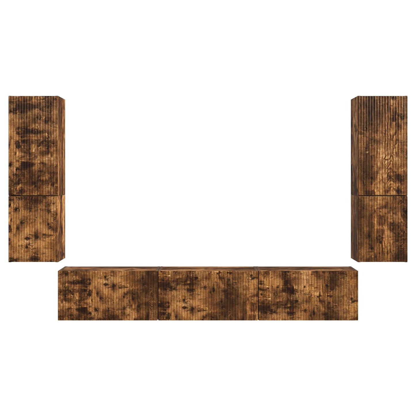 TV Cabinet Set Wall-mounted 4 pcs Smoked Oak Engineered Wood