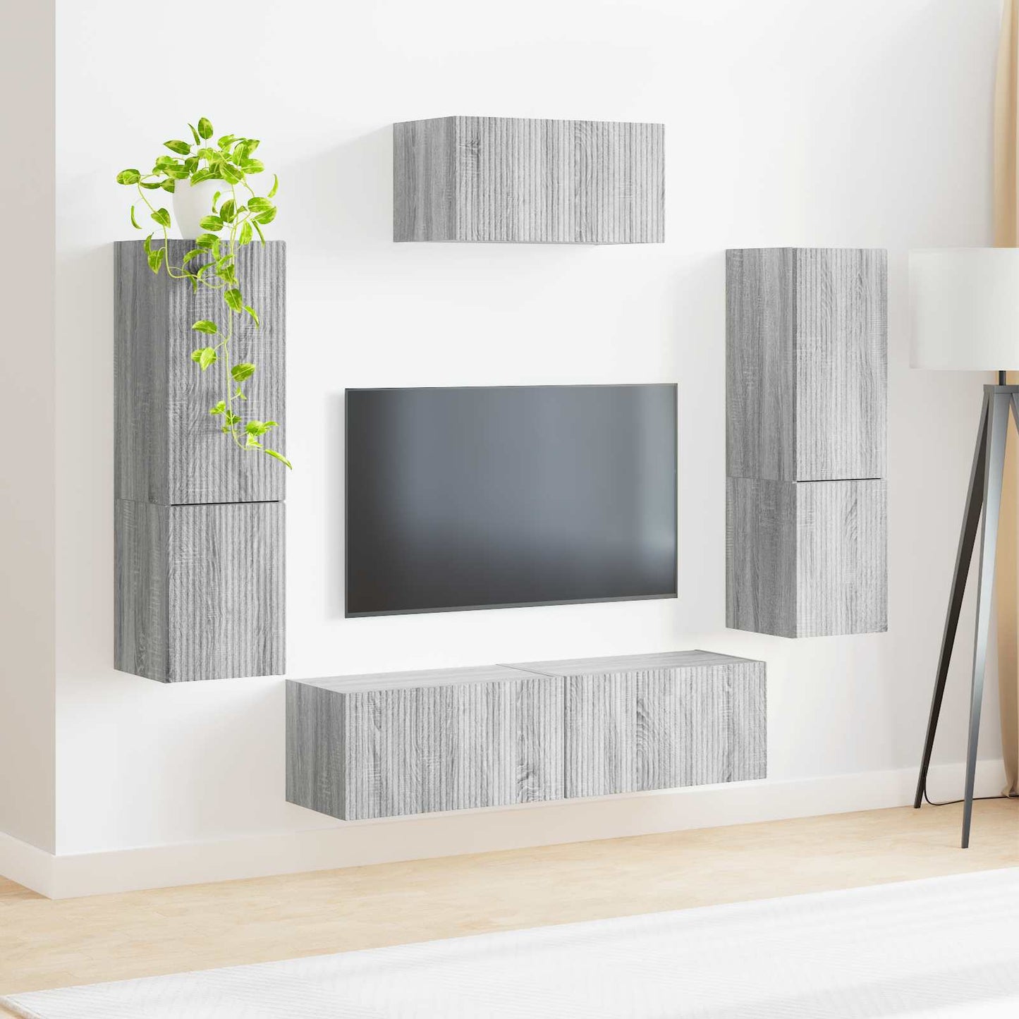 TV Cabinet Set Wall-mounted 4 pcs Grey Sonoma Engineered Wood