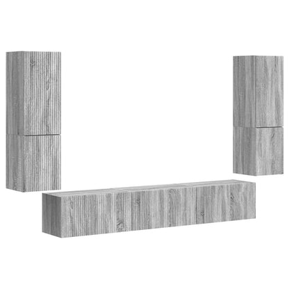 TV Cabinet Set Wall-mounted 4 pcs Grey Sonoma Engineered Wood