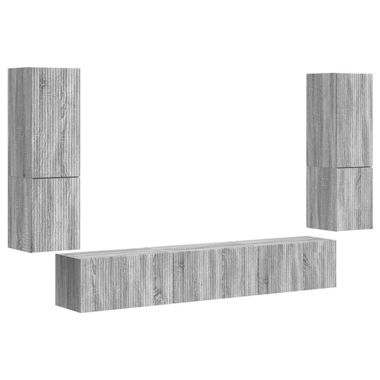 TV Cabinet Set Wall-mounted 4 pcs Grey Sonoma Engineered Wood