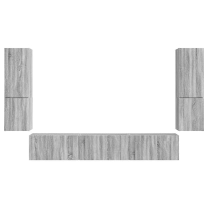 TV Cabinet Set Wall-mounted 4 pcs Grey Sonoma Engineered Wood