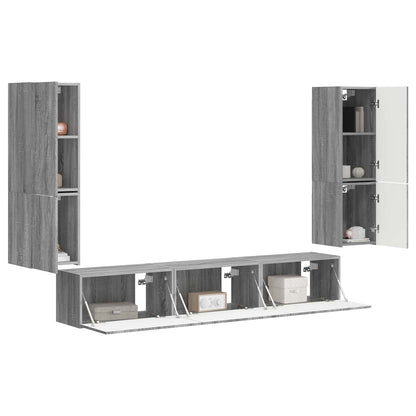 TV Cabinet Set Wall-mounted 4 pcs Grey Sonoma Engineered Wood