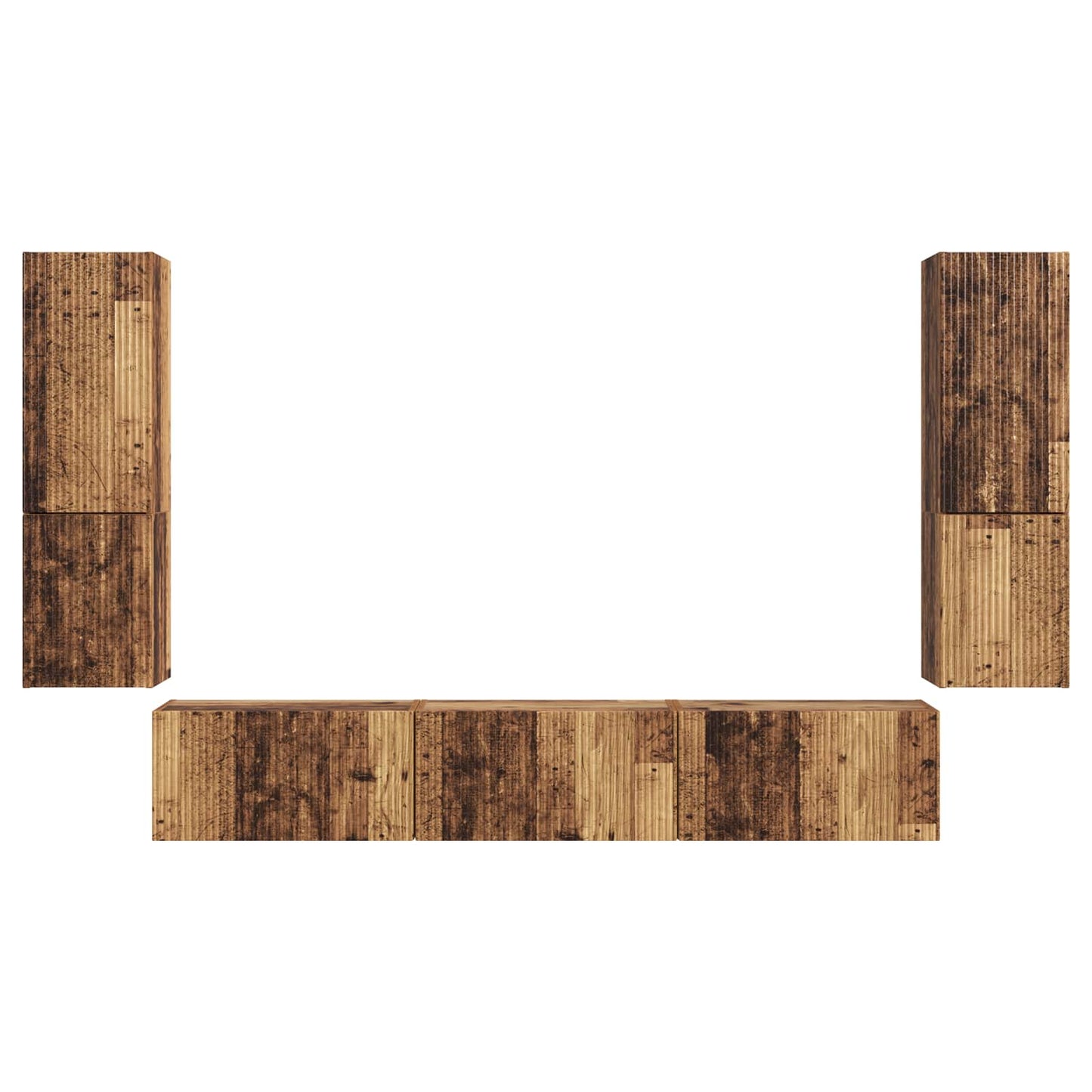 TV Cabinet Set Wall-mounted 4 pcs Old Wood Engineered Wood