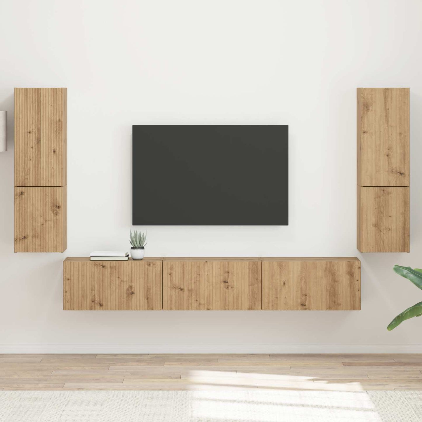 TV Cabinet Set Wall-mounted 4 pcs Artisan Oak Engineered Wood
