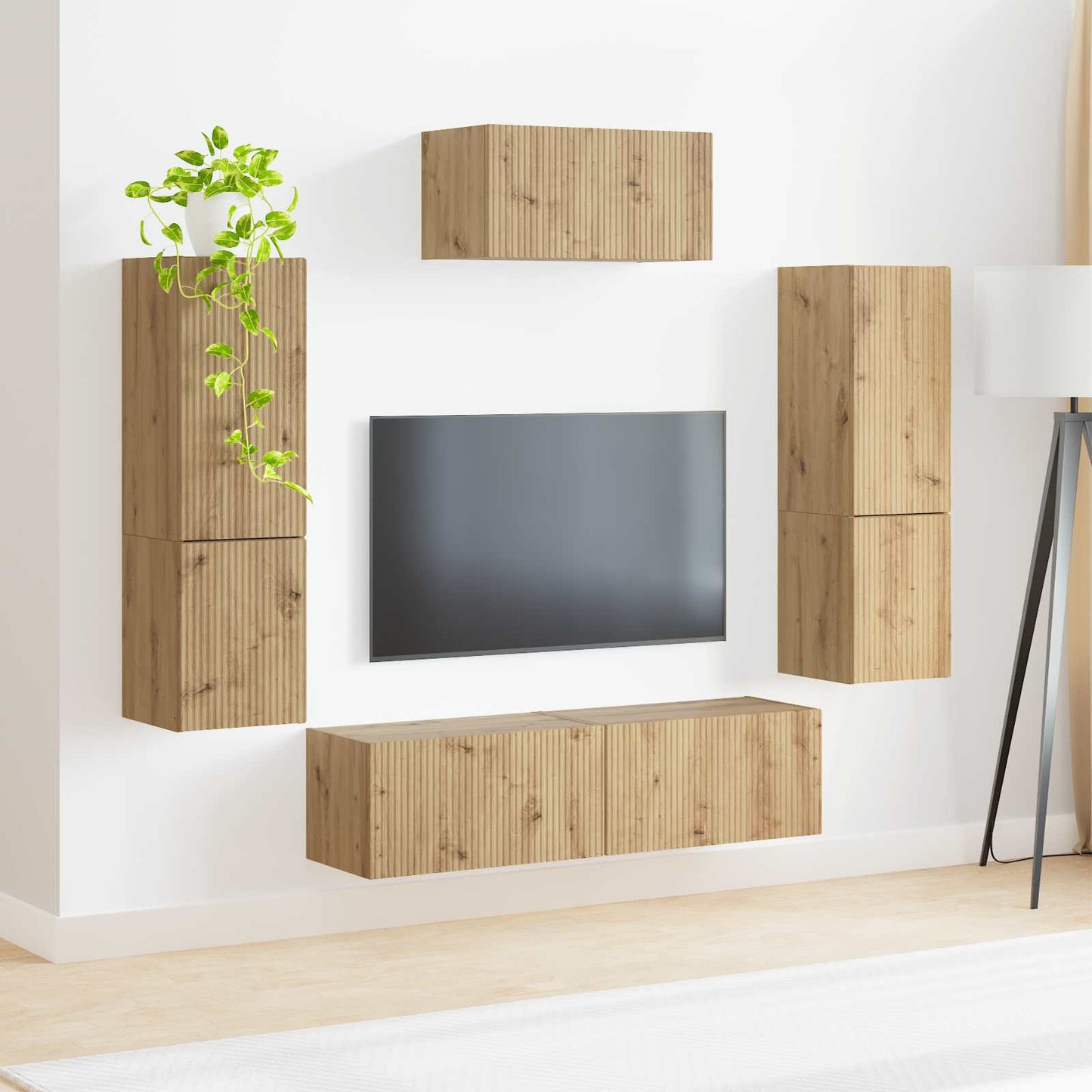 TV Cabinet Set Wall-mounted 4 pcs Artisan Oak Engineered Wood