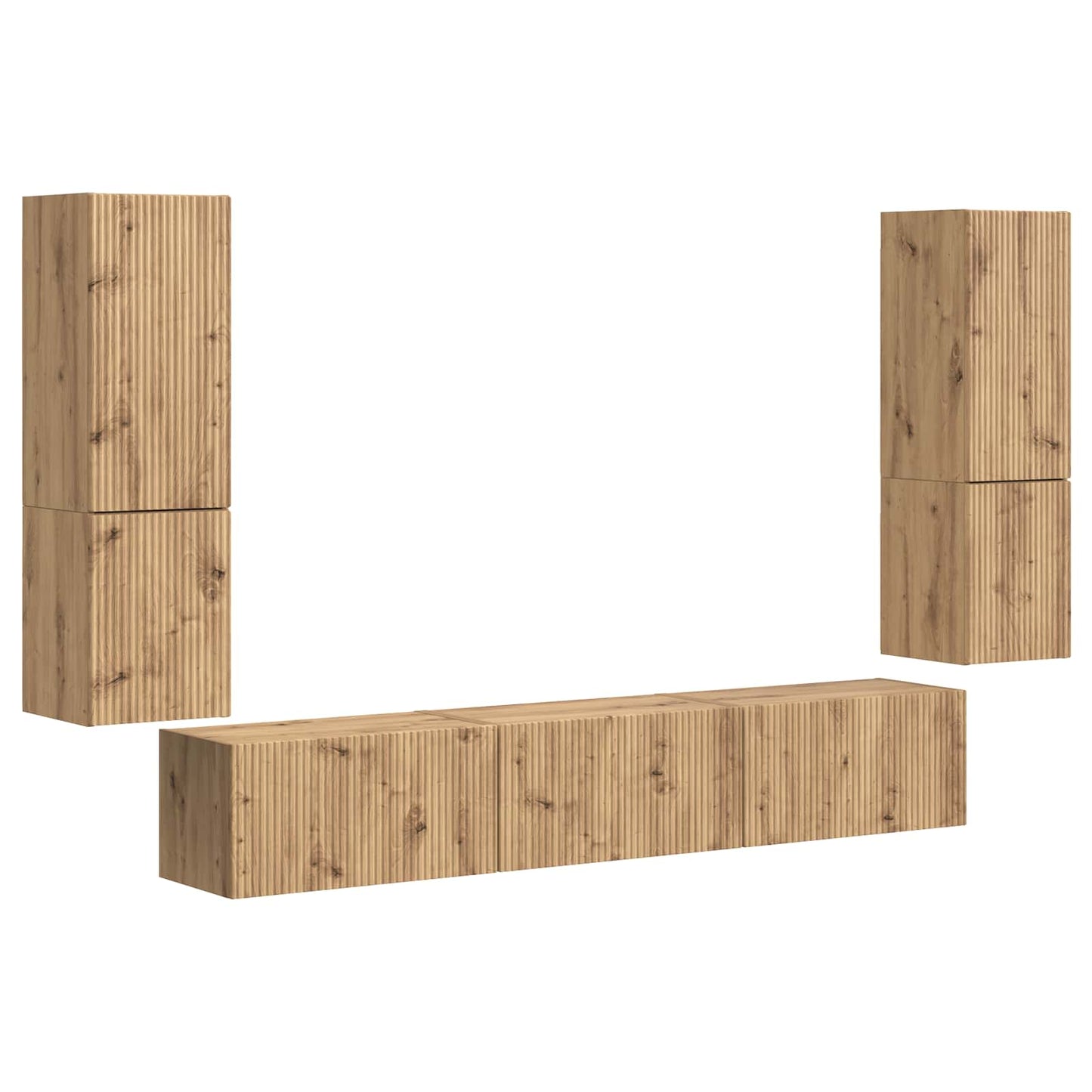TV Cabinet Set Wall-mounted 4 pcs Artisan Oak Engineered Wood