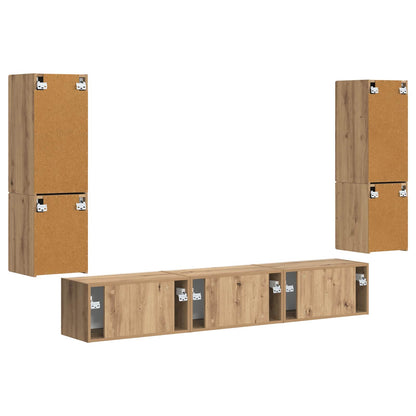 TV Cabinet Set Wall-mounted 4 pcs Artisan Oak Engineered Wood