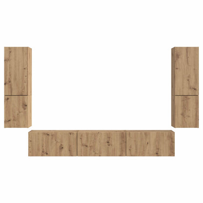 TV Cabinet Set Wall-mounted 4 pcs Artisan Oak Engineered Wood