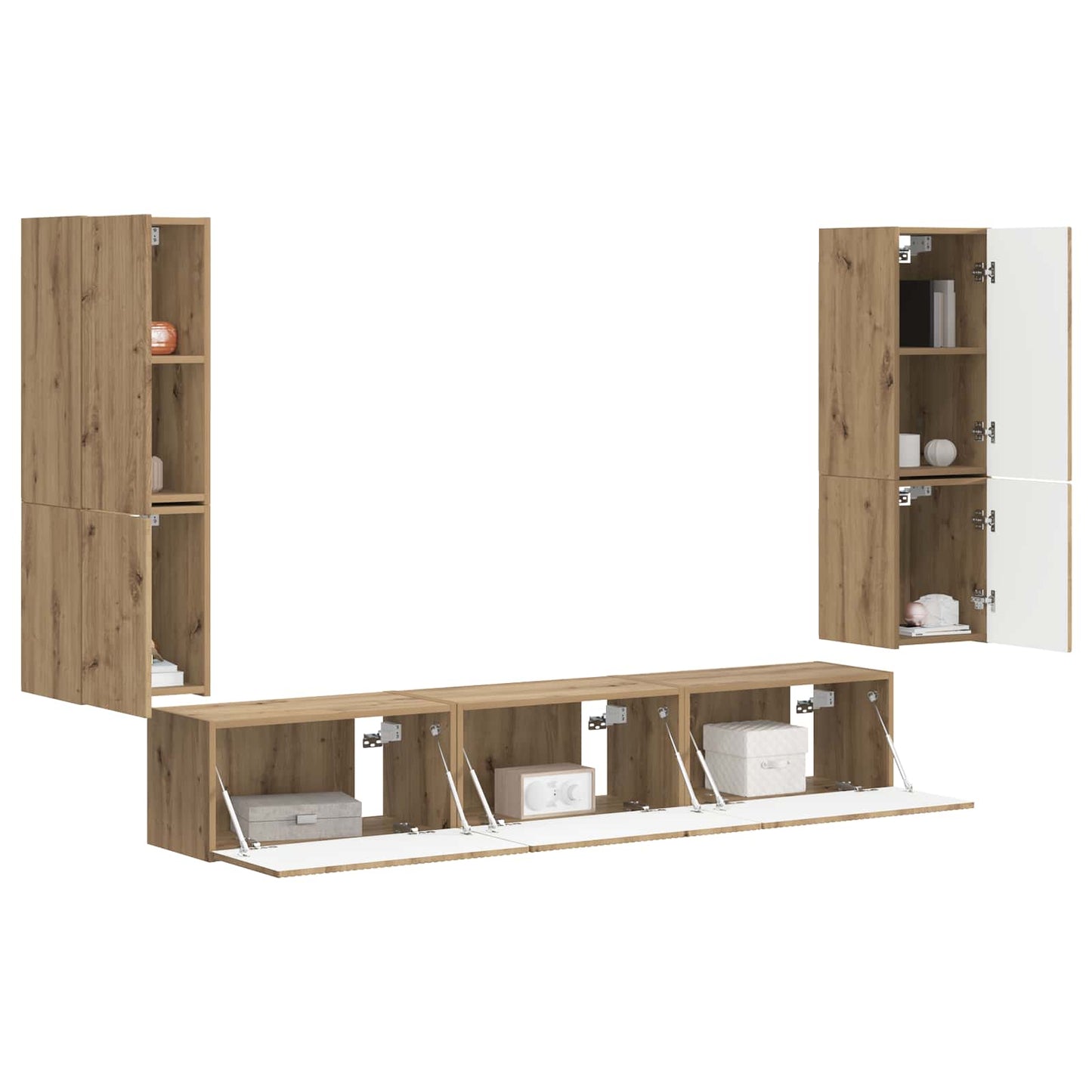 TV Cabinet Set Wall-mounted 4 pcs Artisan Oak Engineered Wood