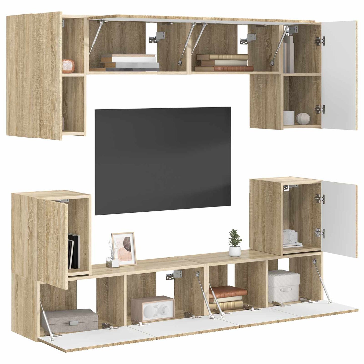 TV Cabinet Set Wall-mounted 5 pcs Sonoma Oak Engineered Wood