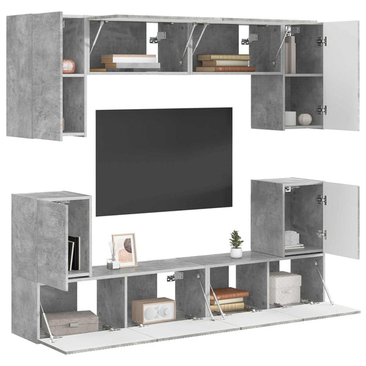 TV Cabinet Set Wall-mounted 5 pcs Concrete Grey Engineered Wood