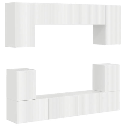TV Cabinet Set 5 pcs High Gloss White Engineered Wood