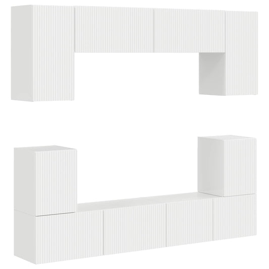 TV Cabinet Set 5 pcs High Gloss White Engineered Wood