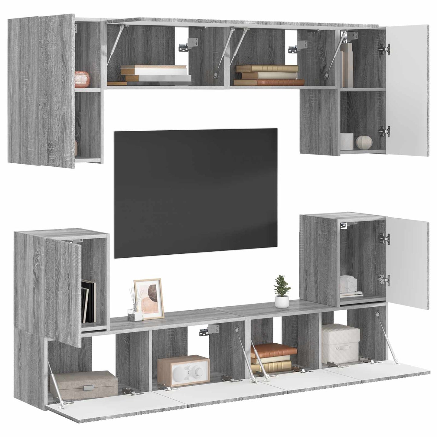 TV Cabinet Set Wall-mounted 5 pcs Grey Sonoma Engineered Wood