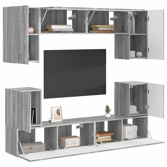 TV Cabinet Set Wall-mounted 5 pcs Grey Sonoma Engineered Wood