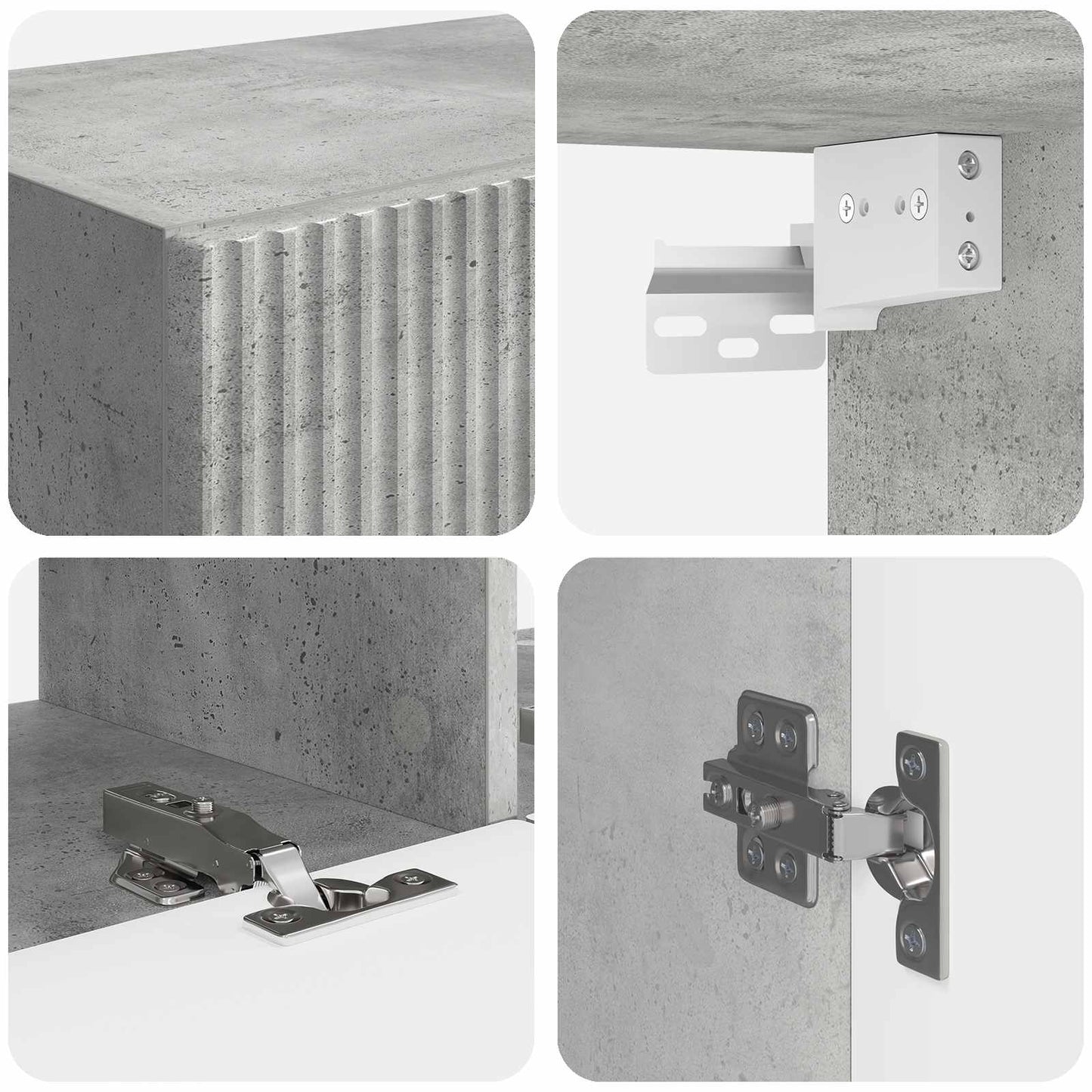 TV Cabinet Set Wall-mounted 6 pcs Concrete Grey Engineered Wood